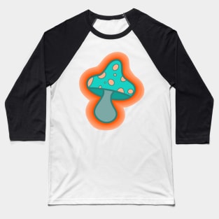 Teal Tie Dye Trippy Mushroom Baseball T-Shirt